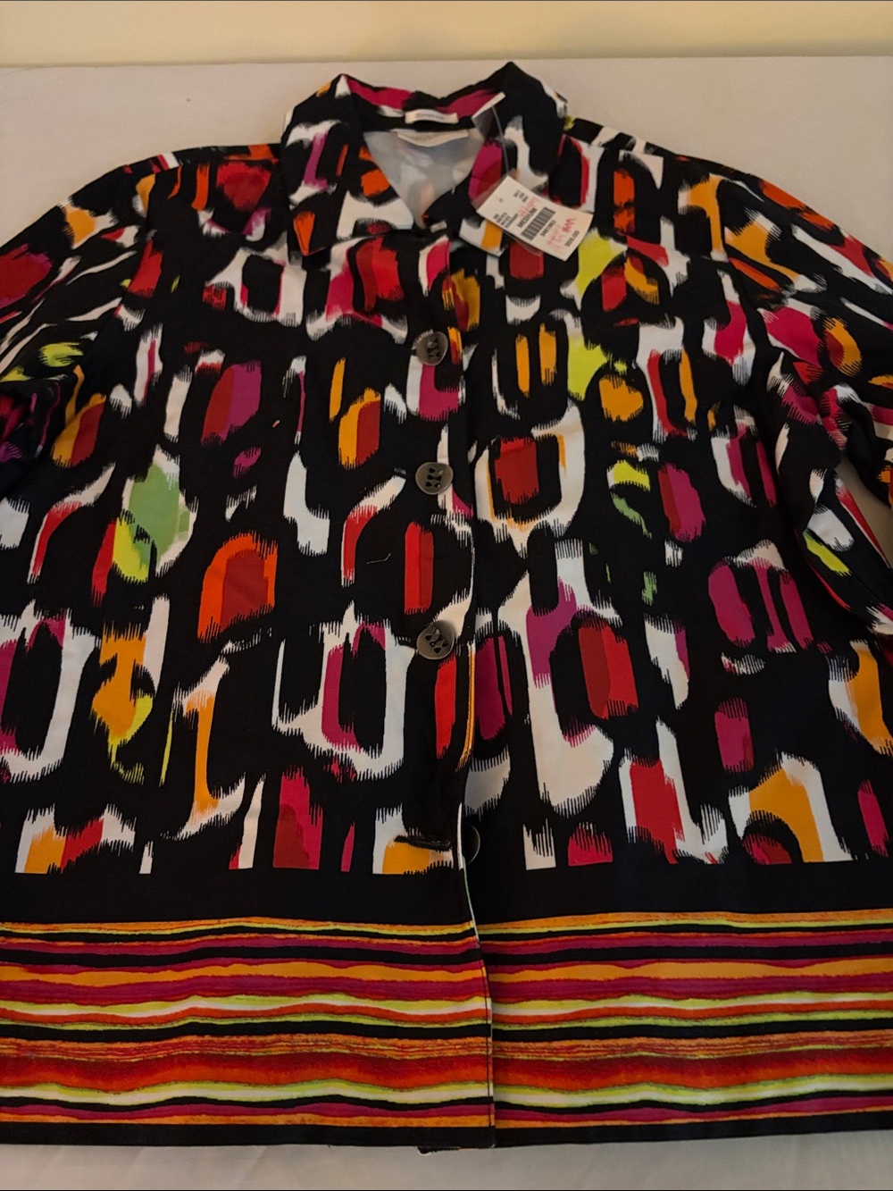 Women’s Multicolor Abstract Button-Front Blazer - Black Base